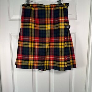 Vintage Glen Avon Woollans Tartan Plaid Pure Wool Kilt Mid Length Womens Size 28